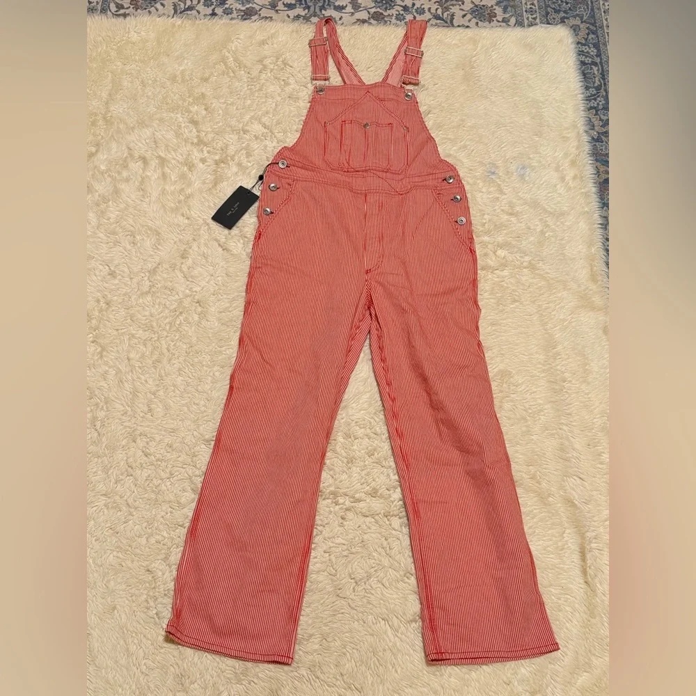 NWT Rag & Bone Red & White Striped Workwear Overalls - Size Small - Picture 2 of 6